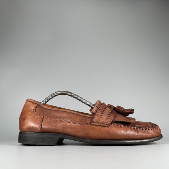 Bass Kiltie Men\'s Size 11 M Brown Leather Tassel Loafers Slip On Dress Shoes GUC